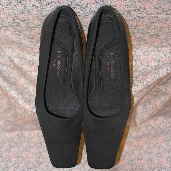 LIz Claiborne Flex Women's Shoes Pumps 9 1/2M Black Square Toe Slip On - Picture 3 of 9